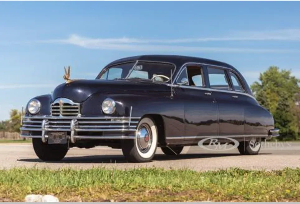 Silver 1950 Packard for wedding car rental