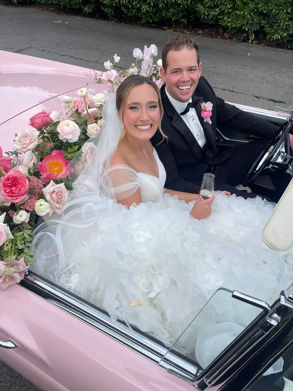 Pink 1957 Ford T-Bird, photo 4 for wedding car rental