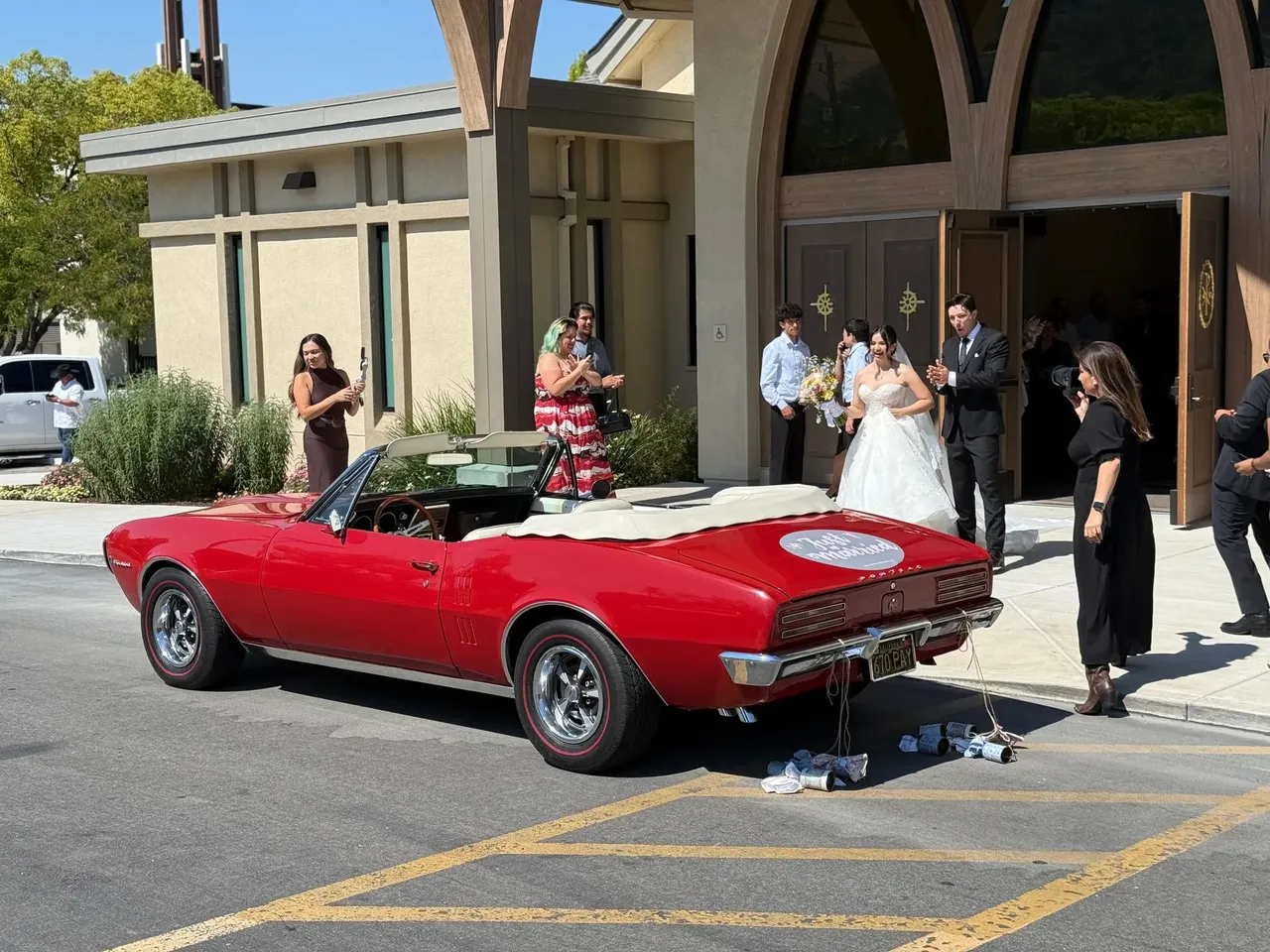 Red 1967 Pontiac Firebird, photo 2 for wedding car rental