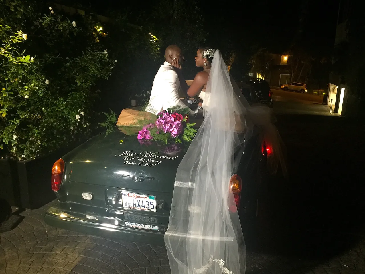 Green 1983 Rolls Royce Corniche Convertible exterior for wedding car rental