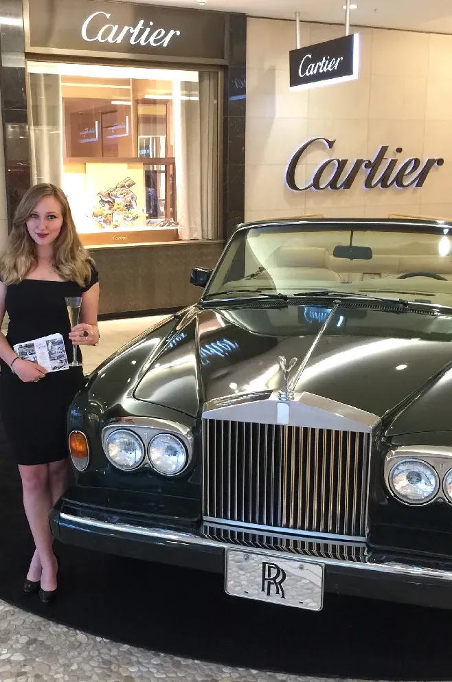 Green 1983 Rolls-Royce Corniche Convertible exterior, photo 9 for wedding car rental