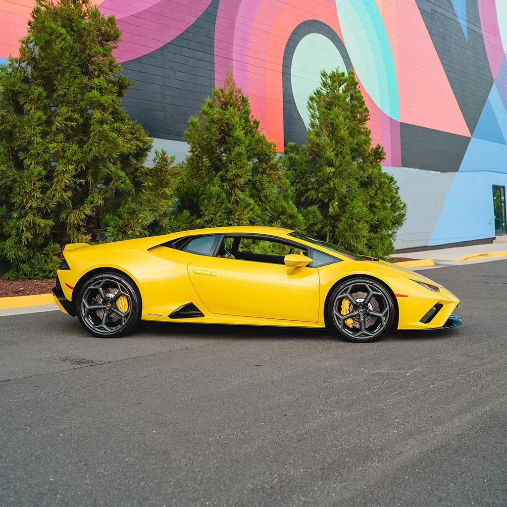 Gold 2022 Lamborghini Huracan EVO Giallo Orion, photo 3 for sports car rental