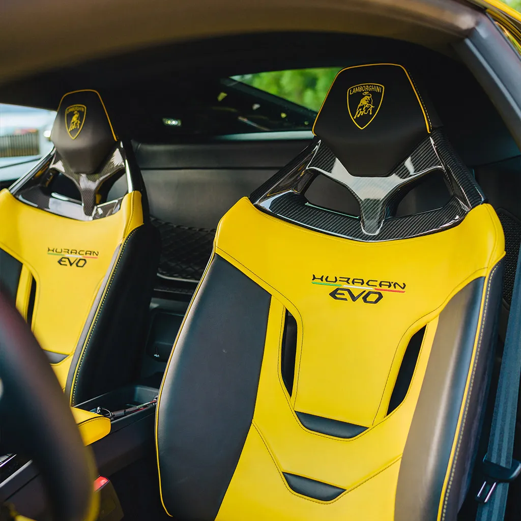 Gold 2022 Lamborghini Huracan EVO Giallo Orion, photo 4 for sports car rental
