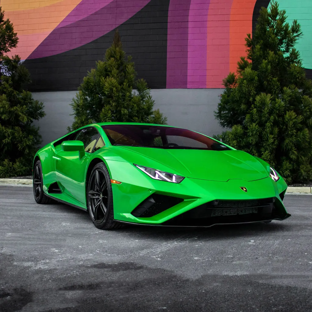 2022 Lamborghini Huracan EVO Verde Mantis Green 2022 Lamborghini Huracan EVO Verde Mantis for sports car rental
