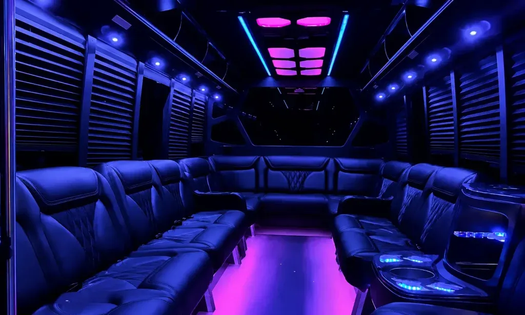 White 24-26 Pax Party Bus for party bus rental
