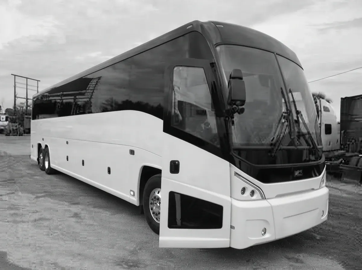 56 Passenger Luxury Motor Coach, white – for rent
