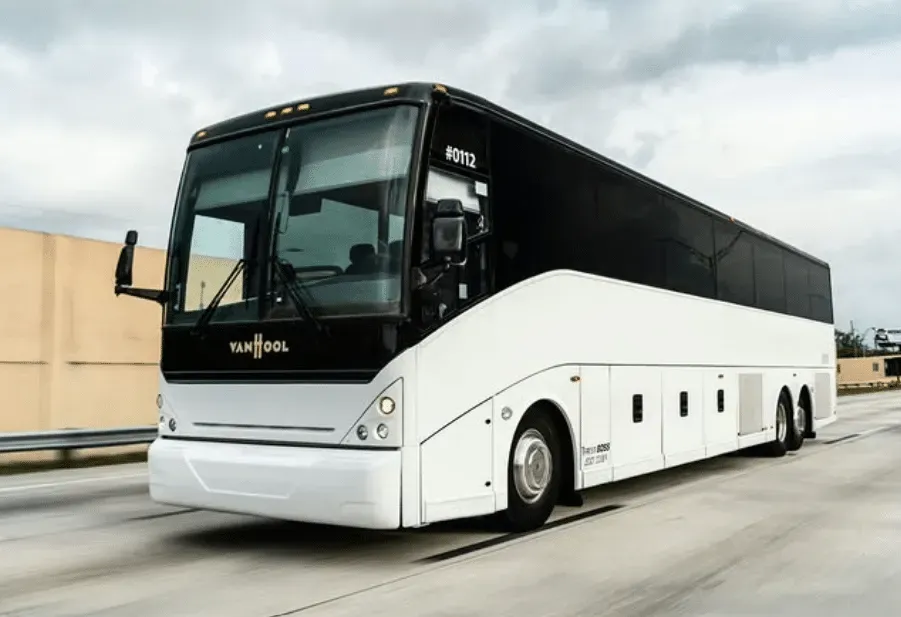 57 Passenger Van Hool White 57 Passenger Van Hool for charter bus rental