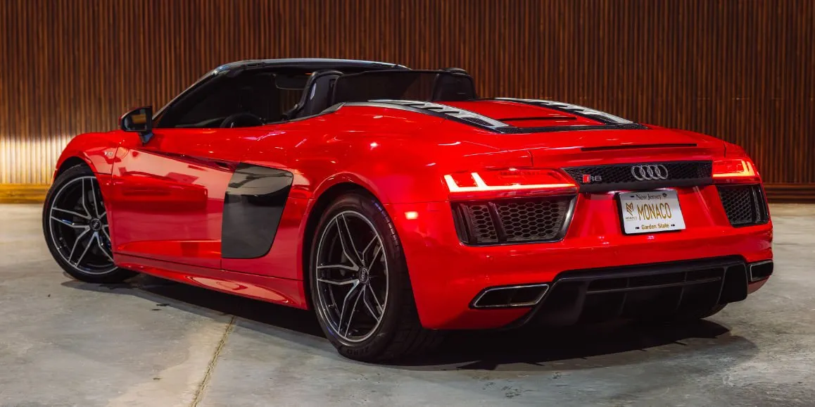 Red Audi R8 exterior for sports car rental