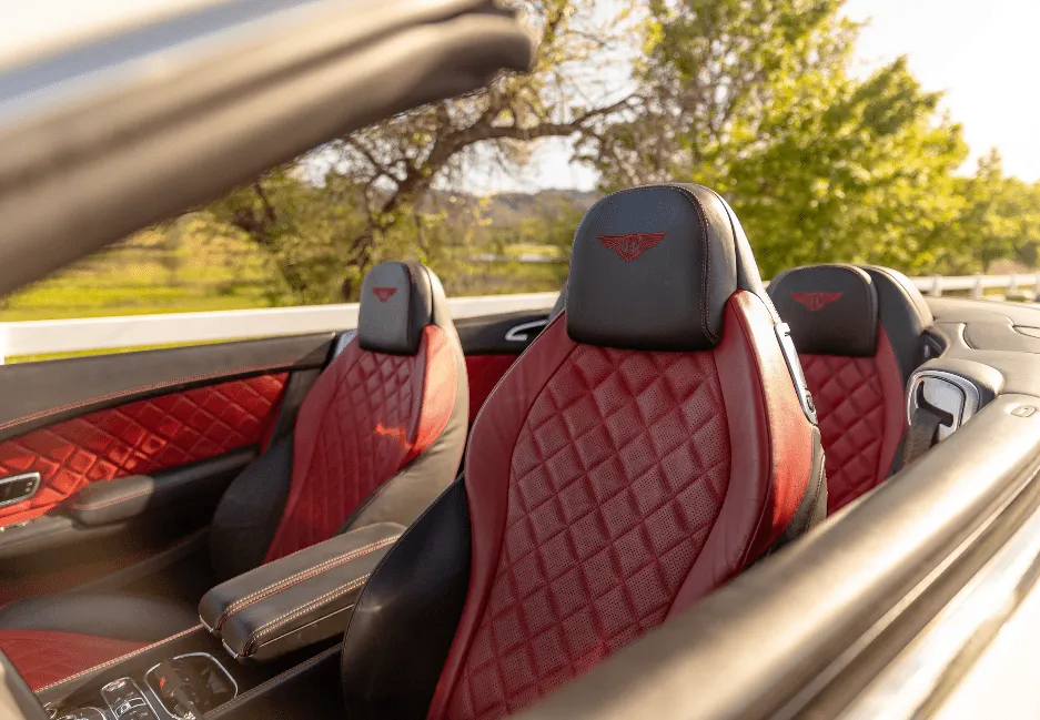 Bentley Continental GT interior with convertible roof for sports car rental