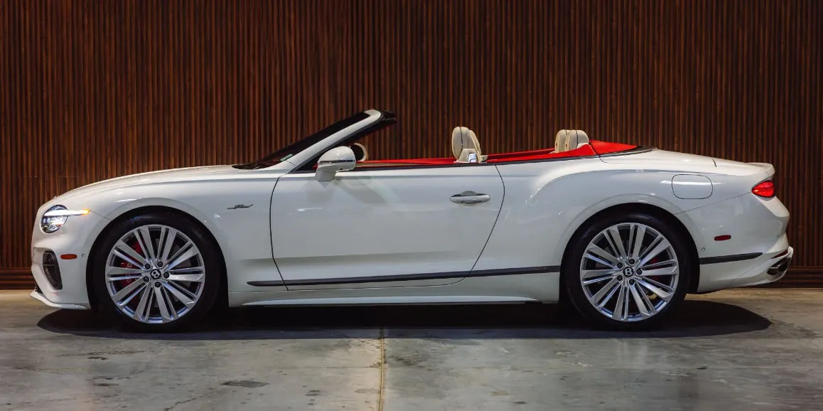 White Bentley GTC Speed exterior with convertible roof, photo 3 for sports car rental