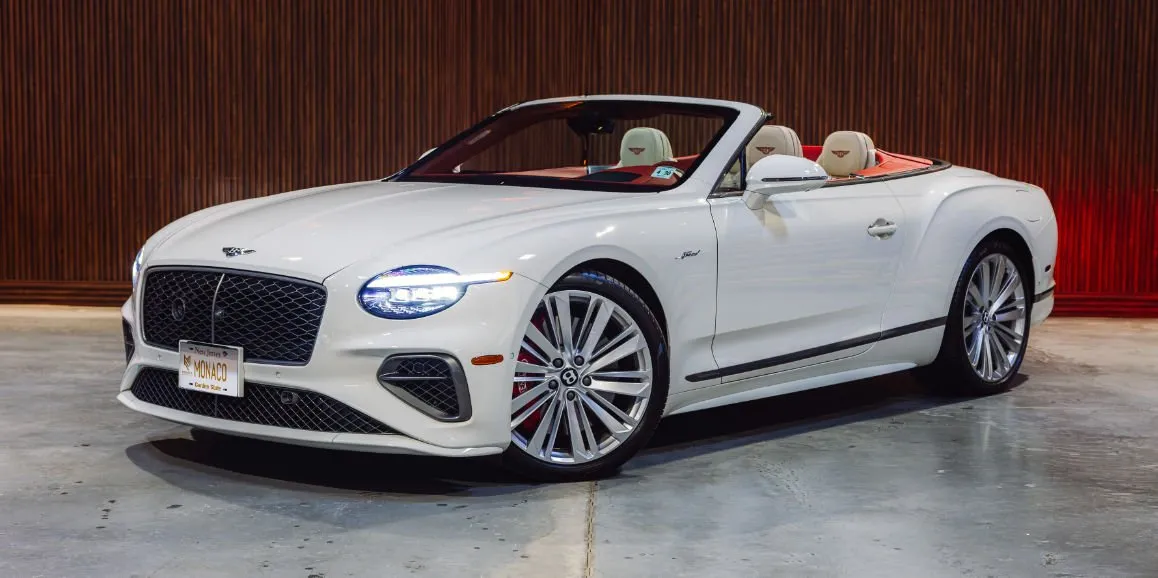 White Bentley GTC Speed with convertible roof for sports car rental
