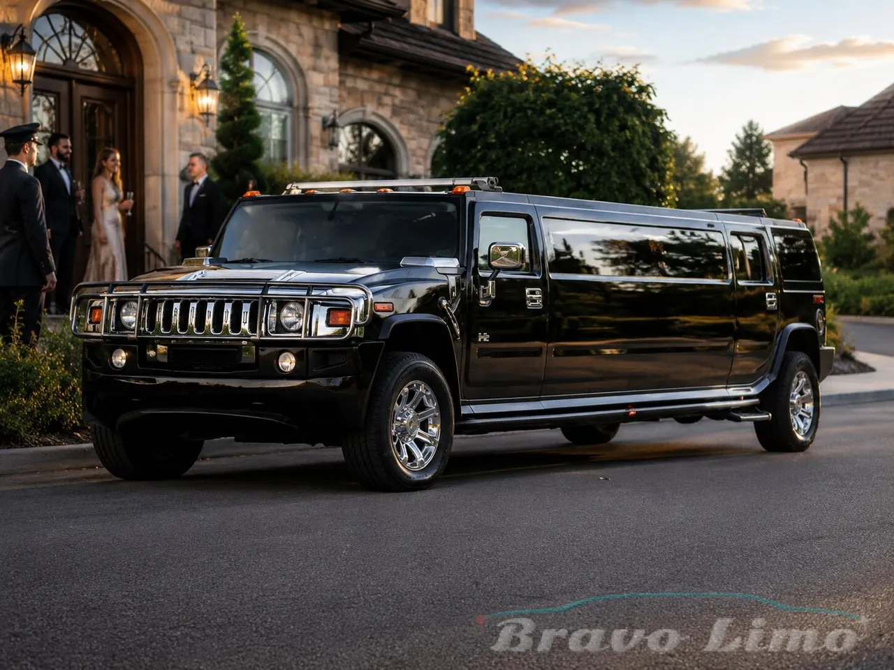 Black Hummer H2 Limousine — advertised 16–18 maximum for limo rental Black Hummer H2 Limousine — advertised 16–18 maximum for limo rental