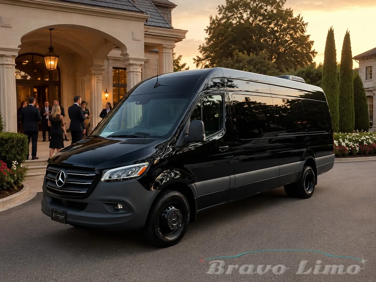 Black Mercedes Sprinter Party Bus — 12 Passengers for party bus rental