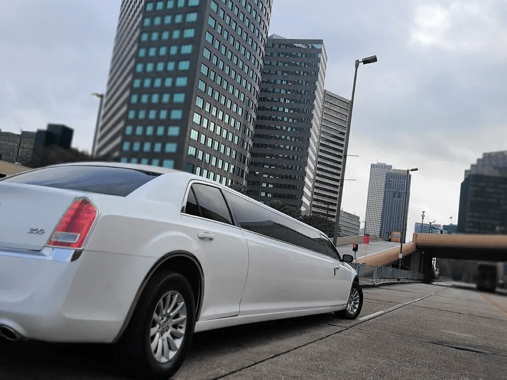 White C300 Limousine for limo rental