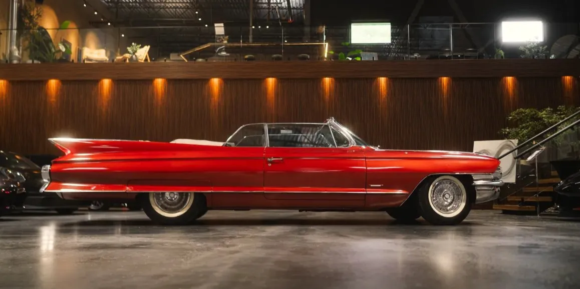 Red Cadillac Deville 1960 (Vintage) exterior, photo 3 for wedding car rental