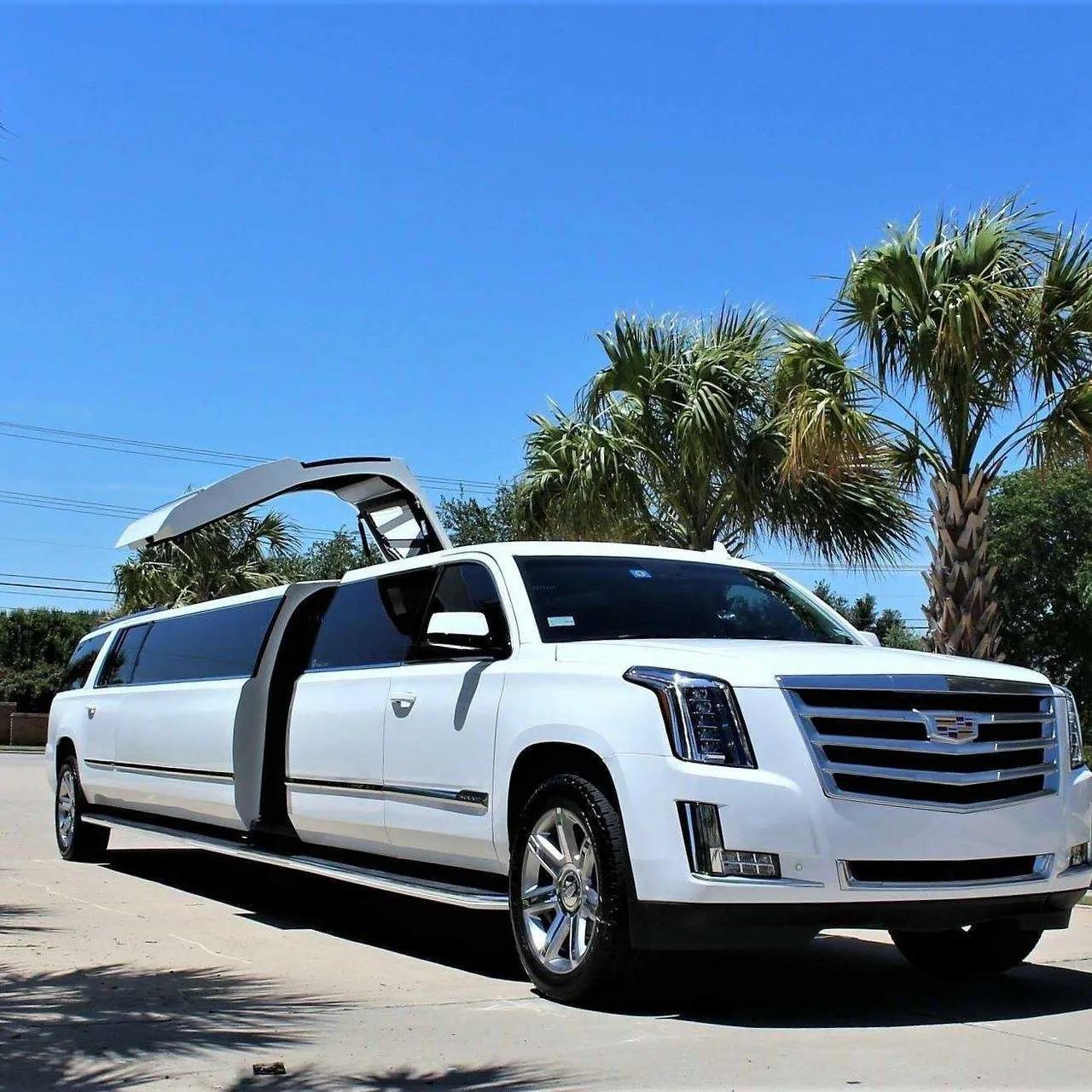 White Cadillac Escalade Limo for limo rental