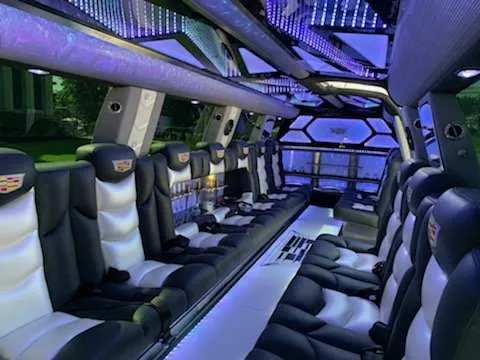 Cadillac Escalade Limo interior for limo rental