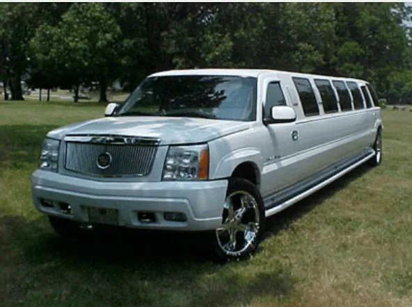 Cadillac Escalade Limousine, white – tinted windows and running boards