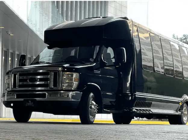 18 Passenger Executive Limo Bus exterior for party bus rental