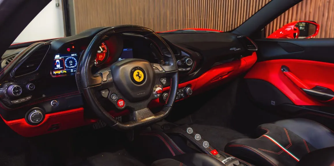 Ferrari 488 Spider interior for sports car rental