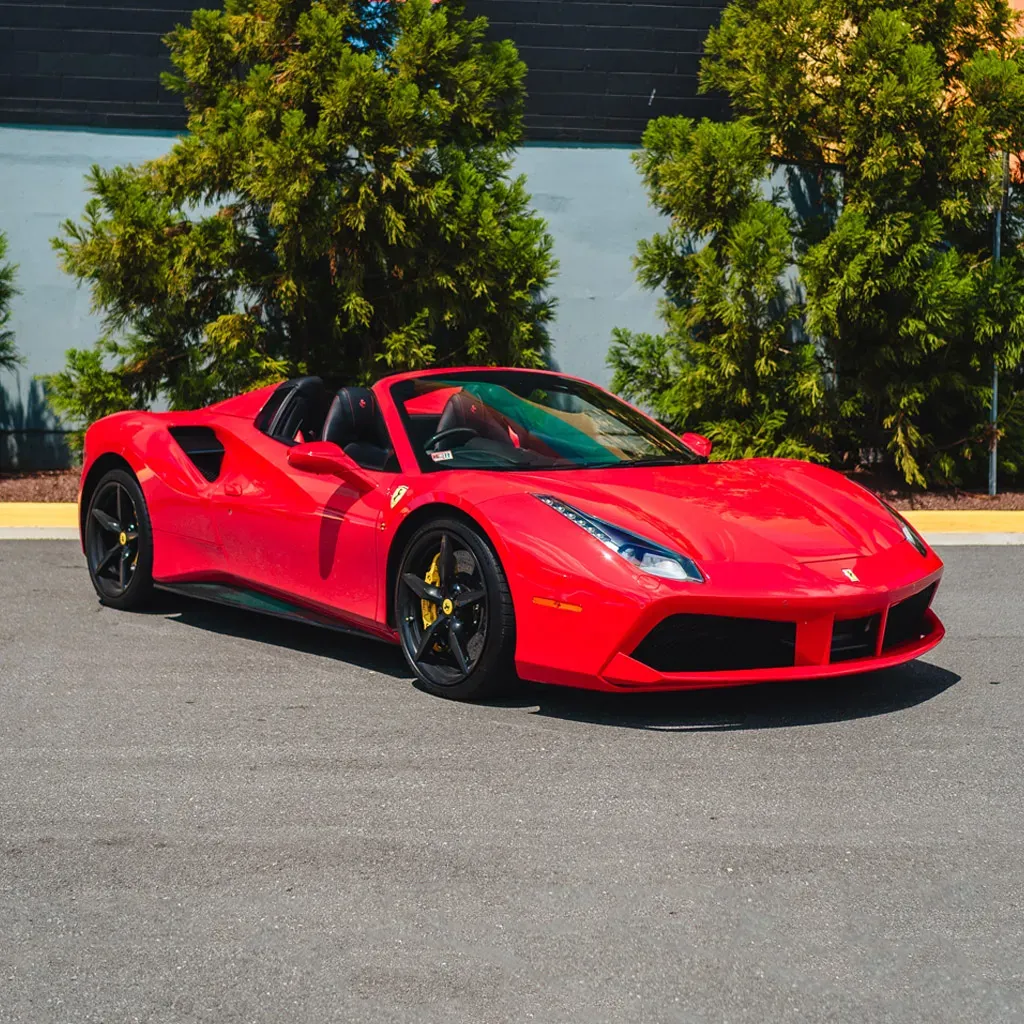 Ferrari 488 Spider Rosso Red for sports car rental