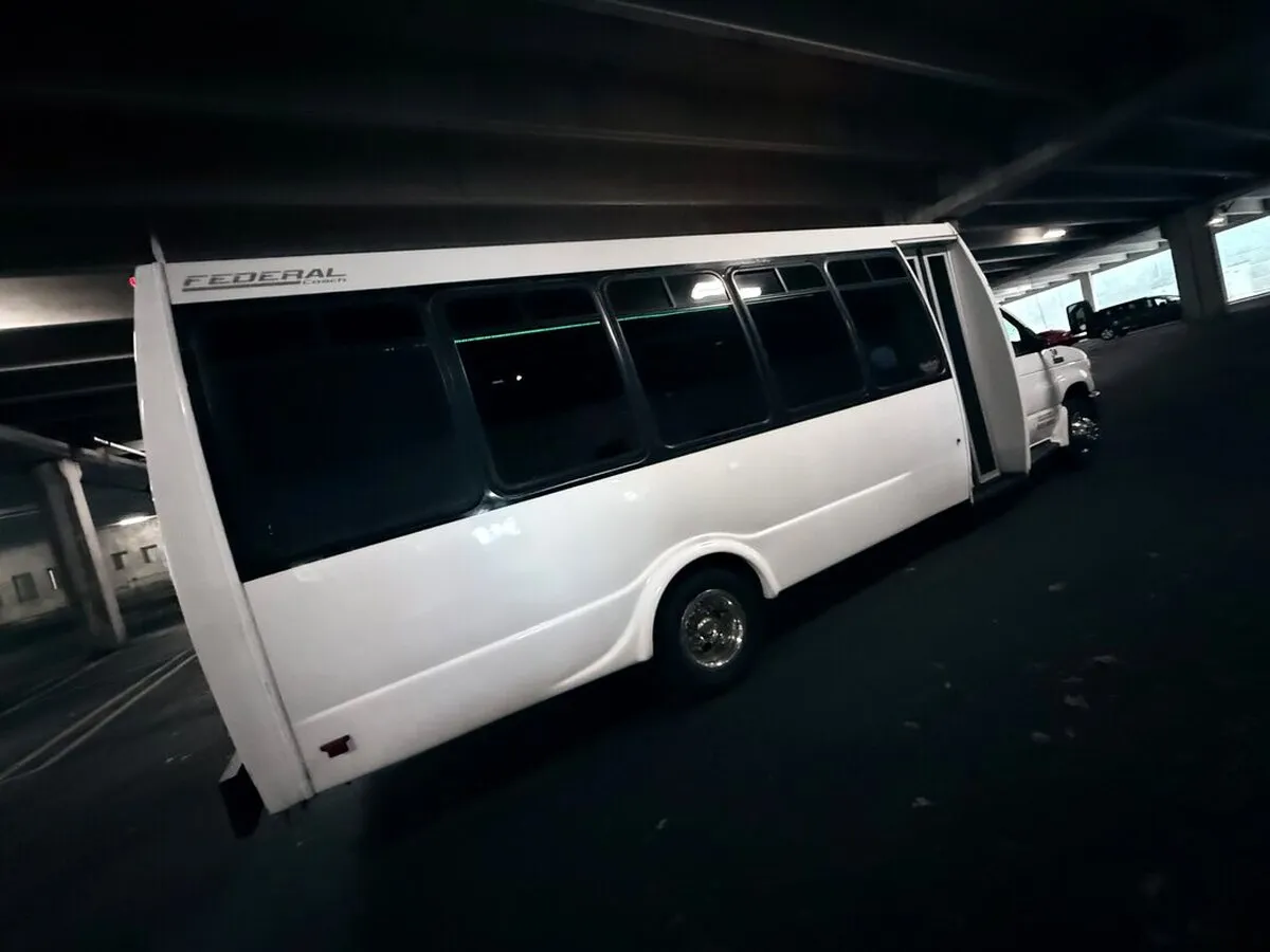 White Ford E-450 Series Party Bus exterior, photo 7 for party bus rental