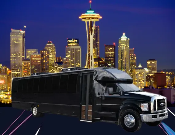 Black Ford F650 Executive VIP Shuttle Bus (44 Passenger) for charter bus rental