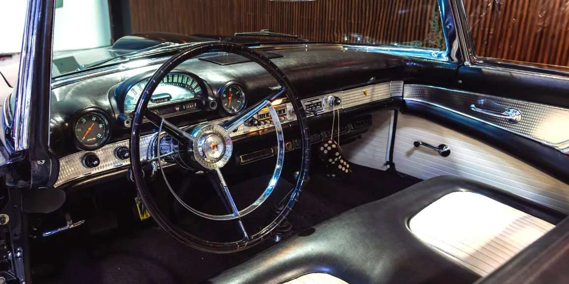 Ford Thunderbird Black interior for wedding car rental