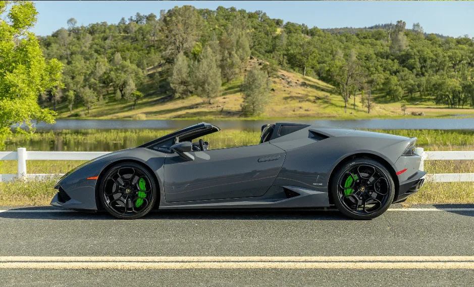 Lamborghini Huracan LP610-4 Spyder Gray Lamborghini Huracan LP610-4 Spyder with convertible roof for sports car rental