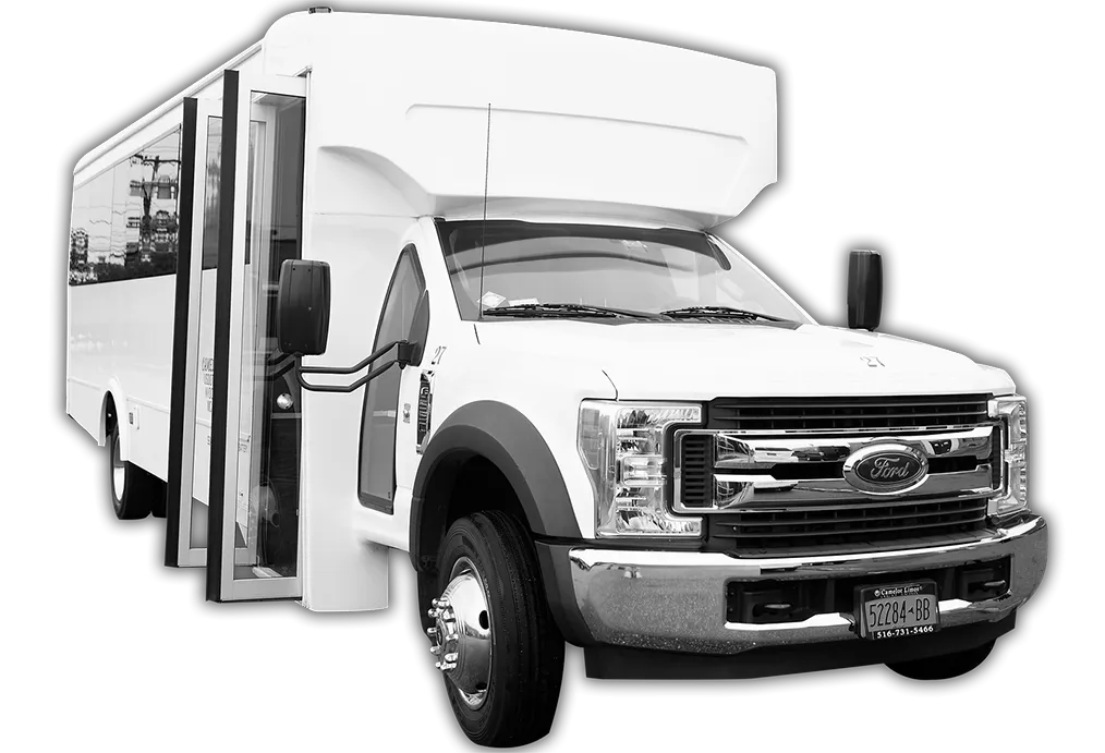 White Limo Bus for party bus rental