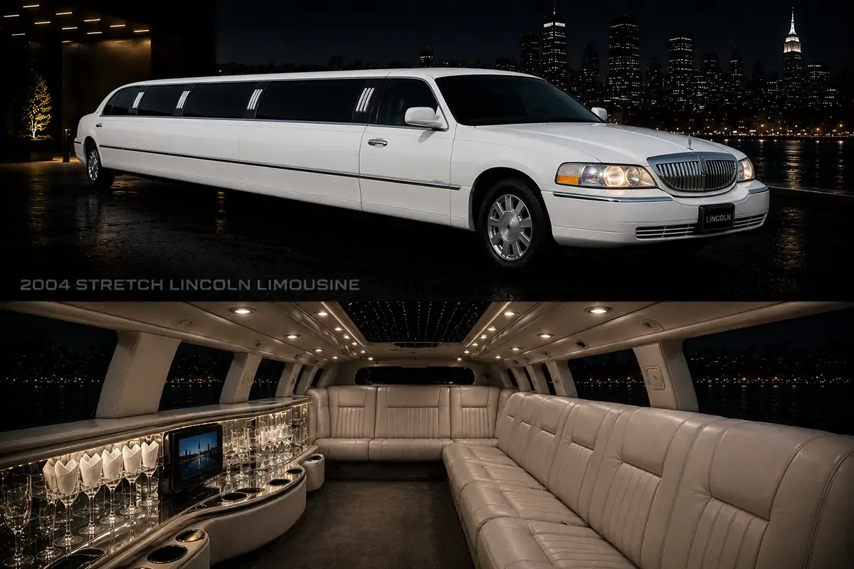 Lincoln Town Car Stretch Limousine — White for limo rental