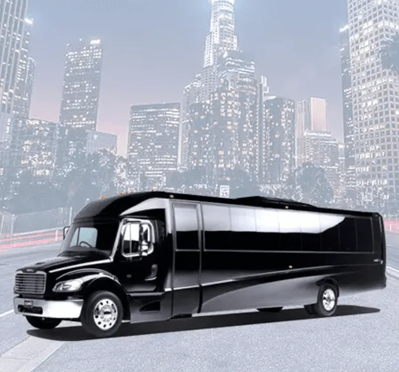 Black 38 Passenger Luxury Party Bus exterior for party bus rental