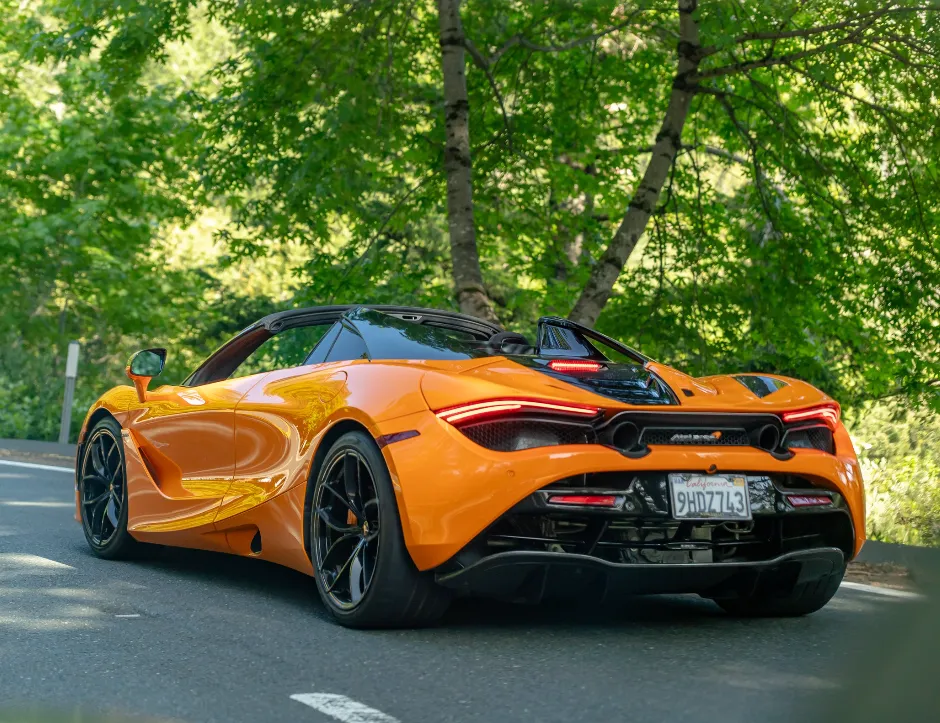 Orange McLaren 720s Performance Spider for sports car rental