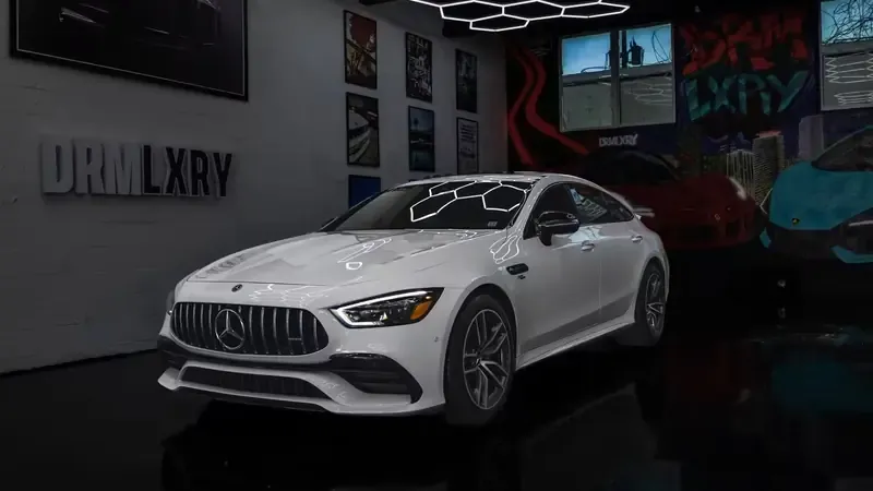 Mercedes-AMG GT53 White Mercedes-AMG GT53 for sports car rental