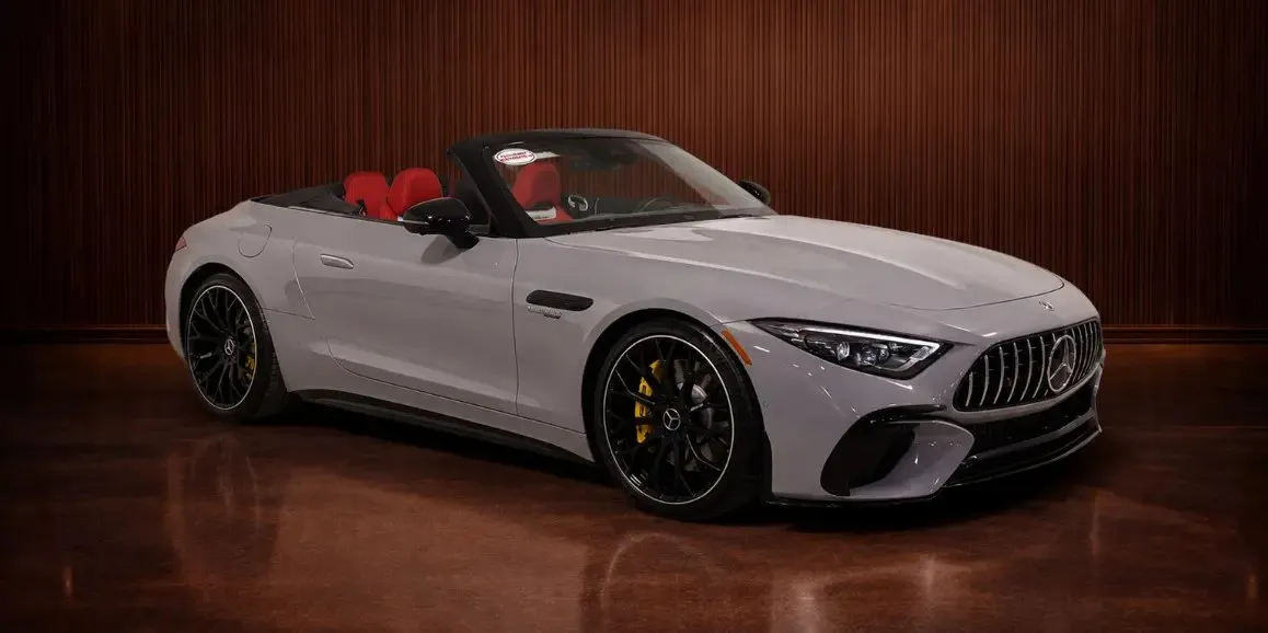Silver Mercedes-AMG SL 63 for sports car rental