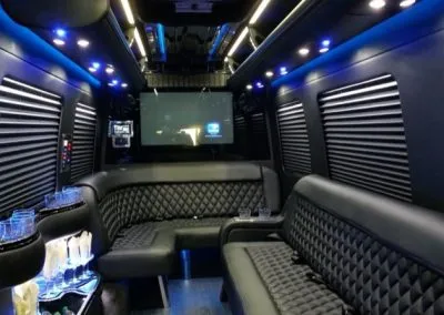 Mercedes-Benz Sprinter Limousine interior for limo rental