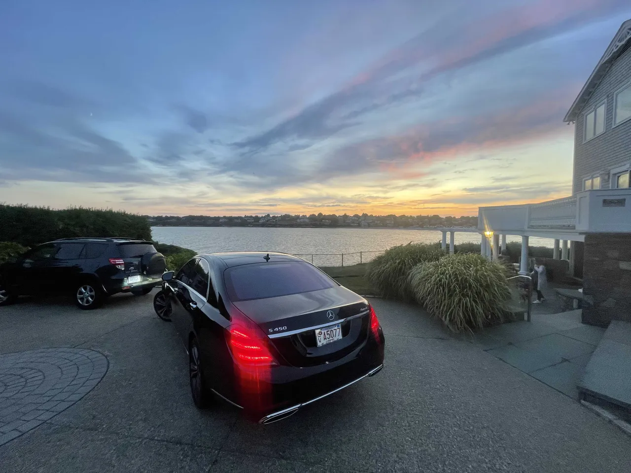 Black Mercedes S Class exterior for wedding car rental