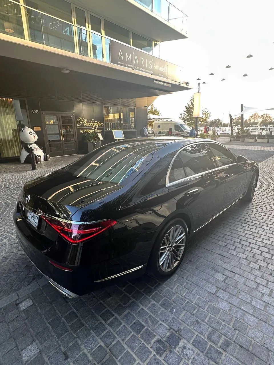Black Mercedes S Class exterior for wedding car rental