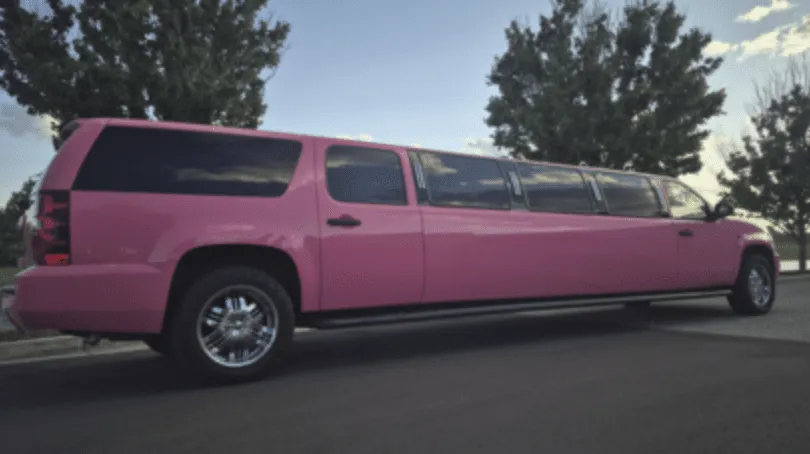 Pink Excursion with tinted windows for limo rental
