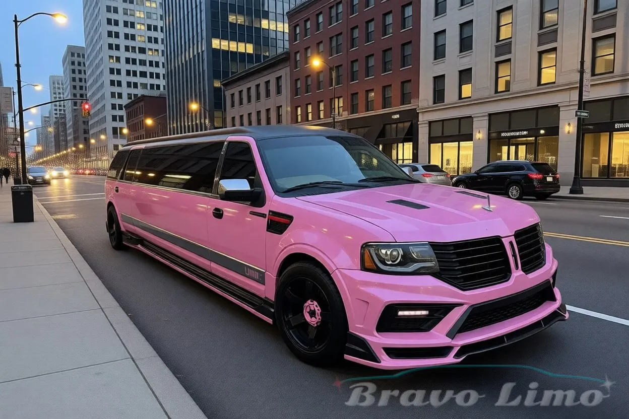 Pink Lincoln Navigator Limousine — Advertised 16–18 Maximum for limo rental
