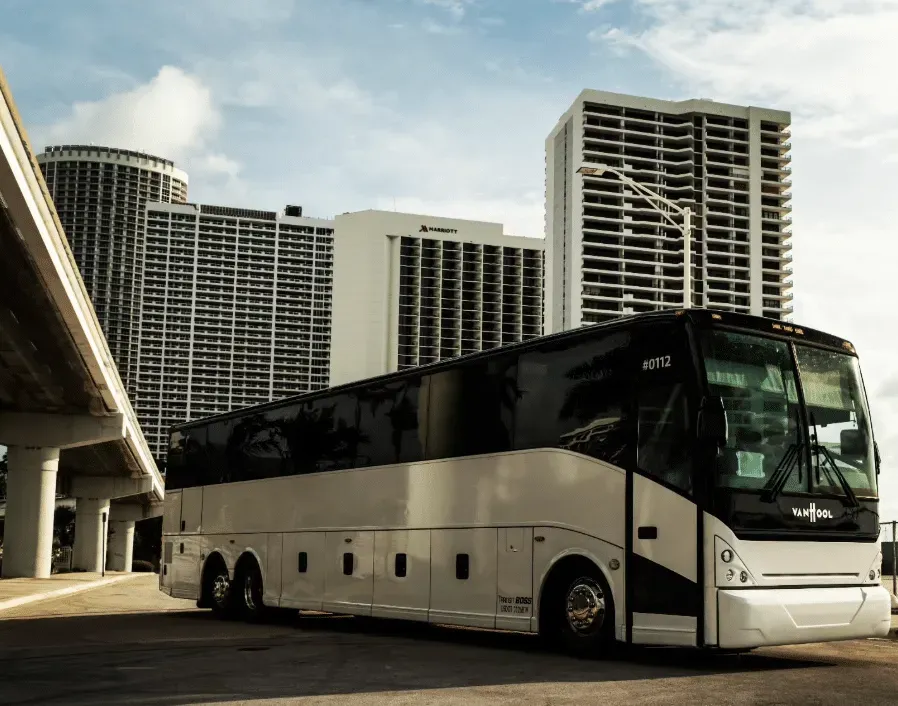 White Van Hool in Fort Lauderdale, FL White Van Hool for charter bus rental