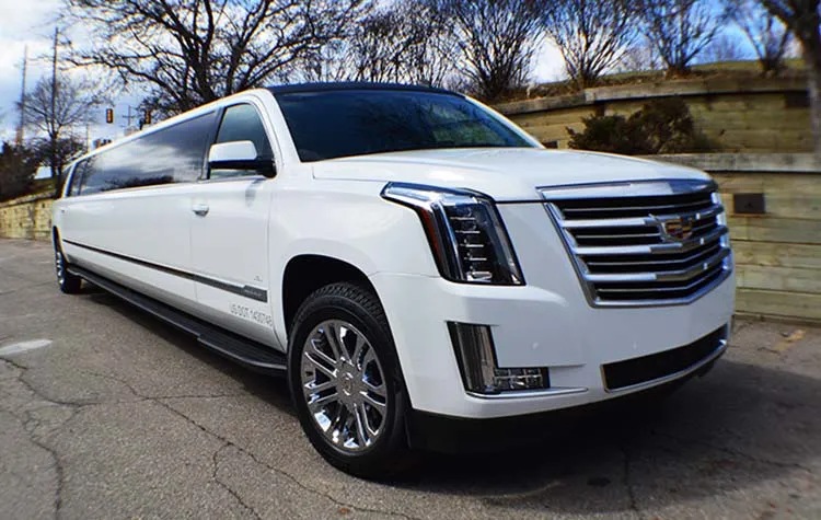 White Cadillac Escalade Stretch Limousine — 18 Passengers White Cadillac Escalade Stretch Limousine — 18 Passengers for limo rental