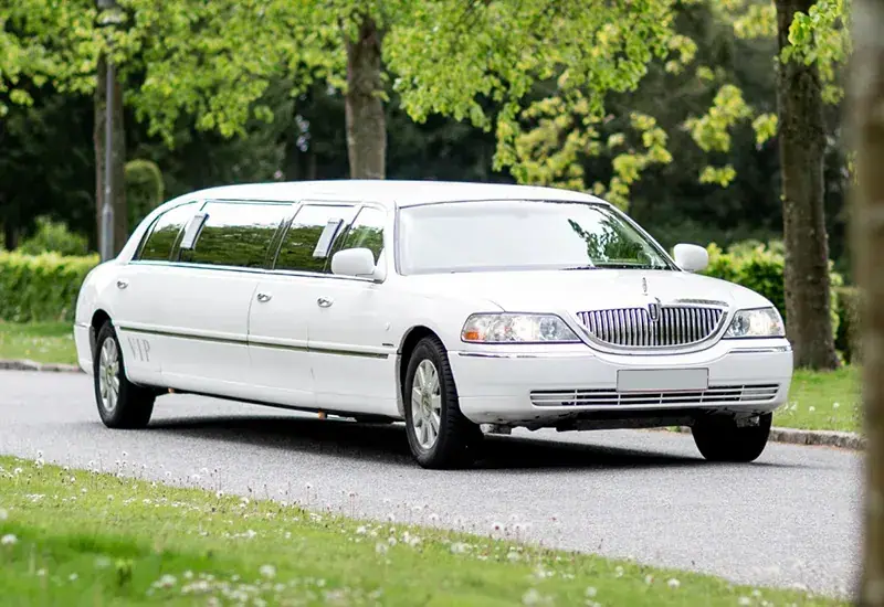 White Lincoln Town Car stretch limousine for limo rentals